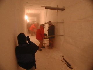 installing pipe supports in the tunnel