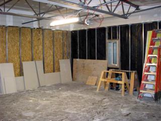 framing the walls in the exercise room