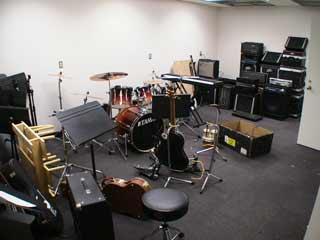 band instruments in the activity room