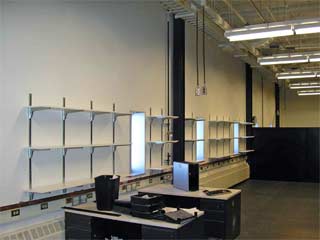 shelving in what would become the IceCube work area