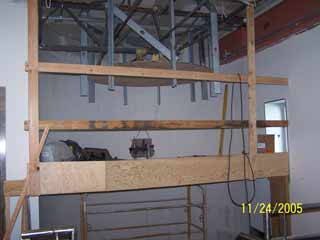 Ceiling framing above the B4 stairway