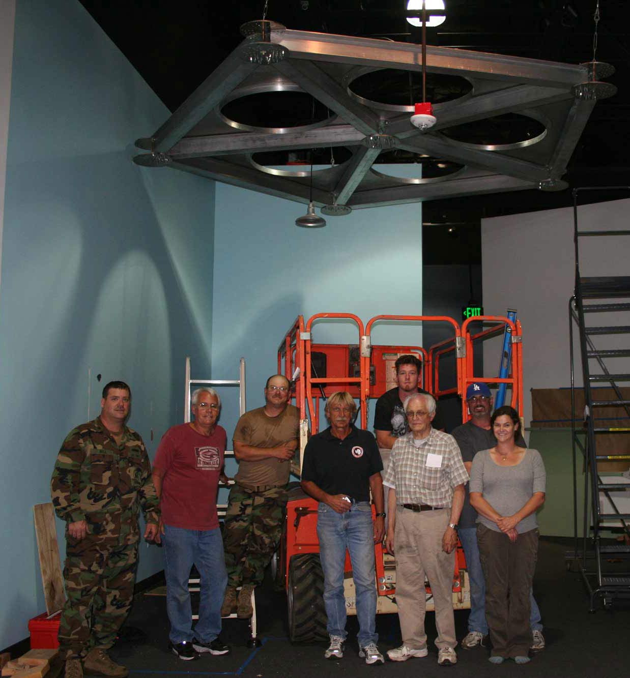 hero shot after installing the top dome ring at the Seabee Museum