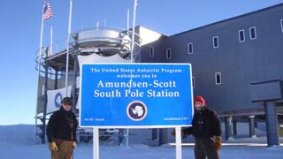 South Pole welcome sign