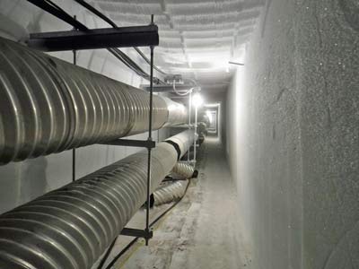 the ice tunnels before widening