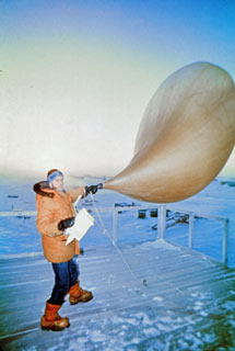 Lloyd launches a weather balloon