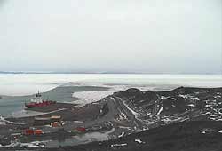 the icebreaker Vladimir Ignatyuk at the McMurdo ice pier