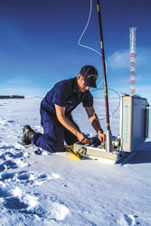 NOAA guy Joe Phillips working outside