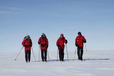 skiing the last few miles of Amundsen's track