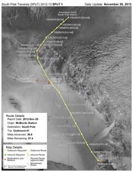 South Pole Traverse status map from 28 November