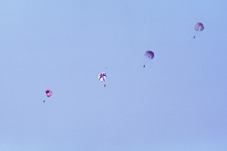 the skydiving team descending