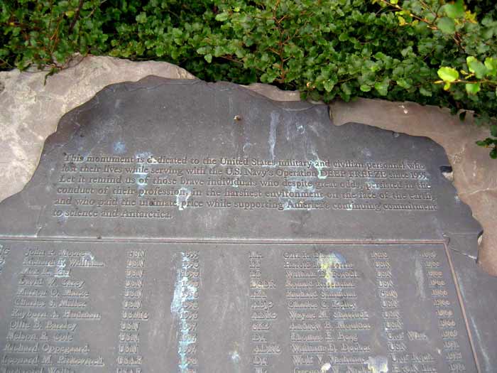 top of the memorial plaque