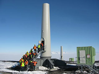 end of season hero shot with partially erected turbine towers