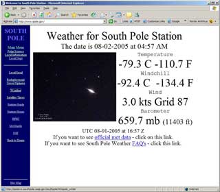 weather page on 2 August 2005