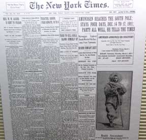 NYT front page covering Amundsen
