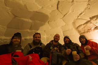 the five occupants of the igloo overnight on 8 August