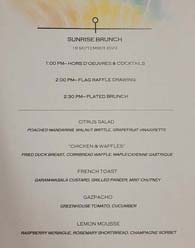 the sunrise brunch menu
