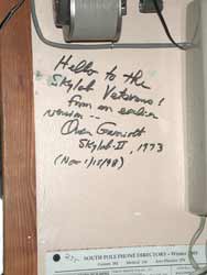 Noel Garriott's autograph in the Skylab lounge
