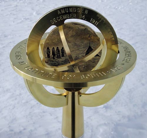 the South Pole marker installed on 1 January 2012
