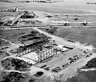 aerial view of the hangar under construction
