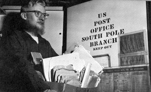 South Pole postmaster/OIC PK Swartz, 1961