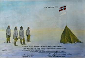 plaque of Amundsen's team at Pole