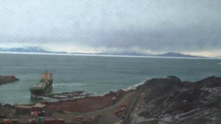 webcam view of the cargo ship departure