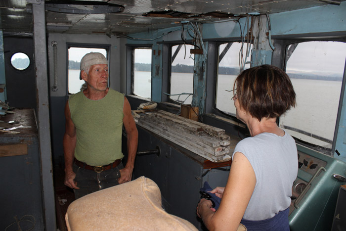 Sun Feather in the wheelhouse