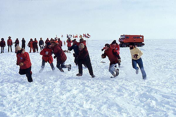 Football game at Pole,  Christmas 1976