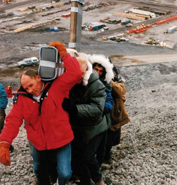 carrying the cross up Observation Hill
